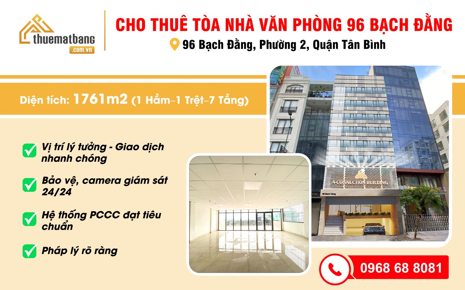 Cho thuê tòa nhà văn phòng 96 Bạch Đằng