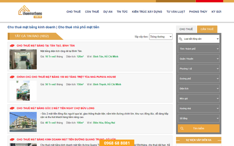 Thuematbang.com.vn là một kênh web bất động sản uy tín, với đội ngũ nhân viên giàu kinh nghiệm
